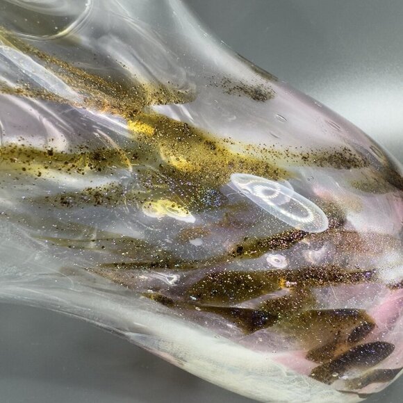Hand Blown Venetian Art Glass Vase Vessel Hand Made Glass Iridescent Speckled - Picture 15 of 16